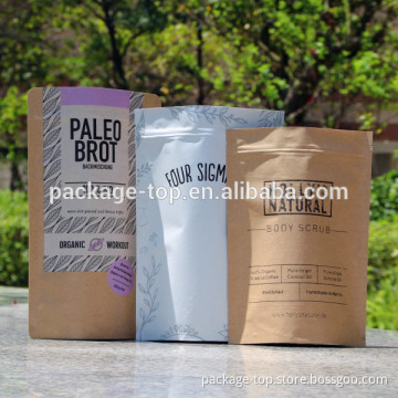 stand up brown paper bag whey protain power packaging